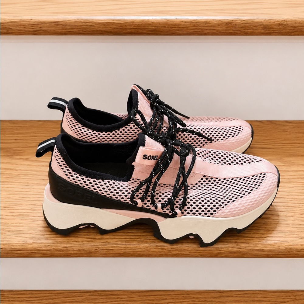 Sorel Pink and Black Mesh Platform Slip-On Sneaker